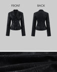 ROVENTE Faux Leather Tailored Blazer & Pencil Skirt Set