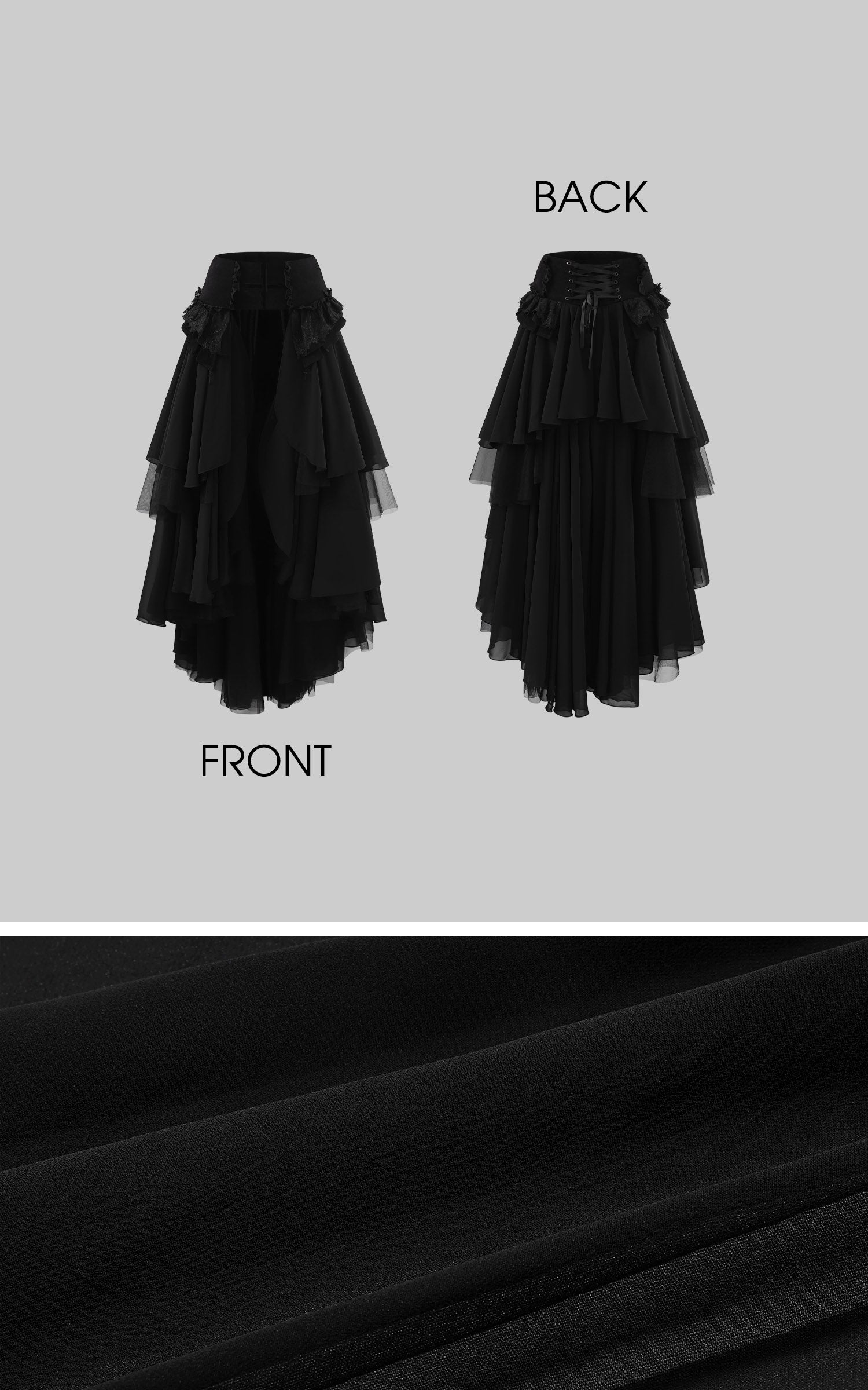 Rase Le Sol Sheer Layered Corset Top &amp; Asymmetric Ruffle Skirt Set