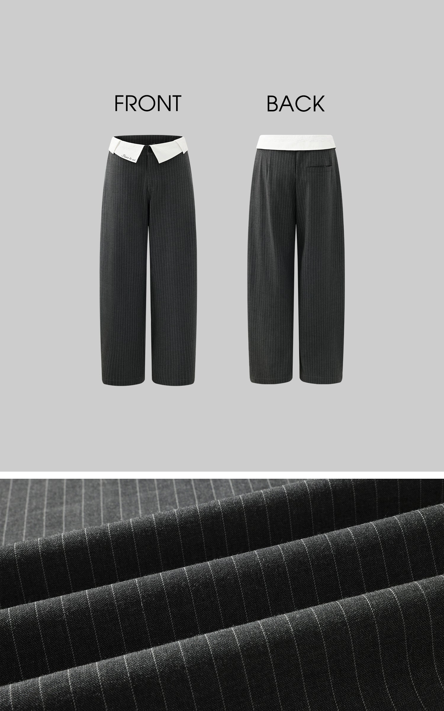 Rase le sol Deconstructed Collar Pinstripe Wide-Leg Trousers - PINKPARKS
