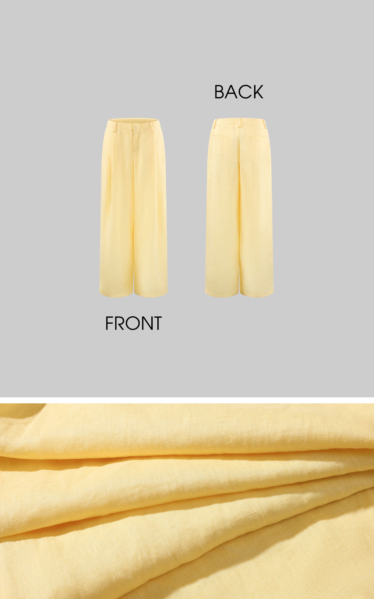 0122stepll Pantalon large taille haute effet lin