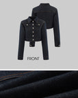 ROVENTE Cropped Denim Jacket with Structured Fit and Contrast Stitching