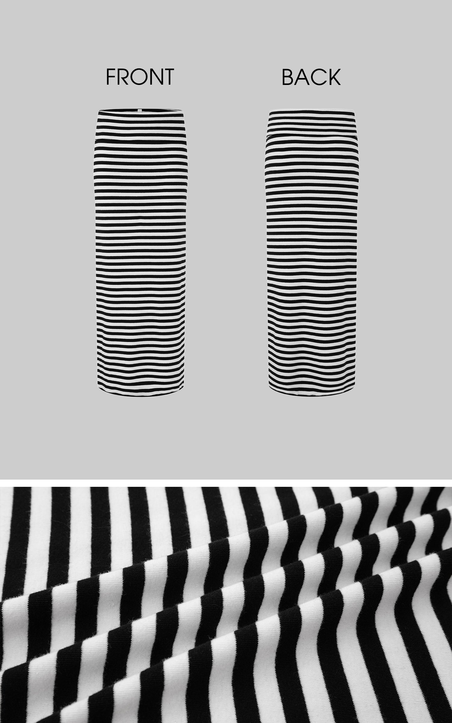IAMXIAA Striped Bodycon Maxi Skirt Slim Fit Stretch Long Skirt