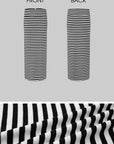 IAMXIAA Striped Bodycon Maxi Skirt Slim Fit Stretch Long Skirt