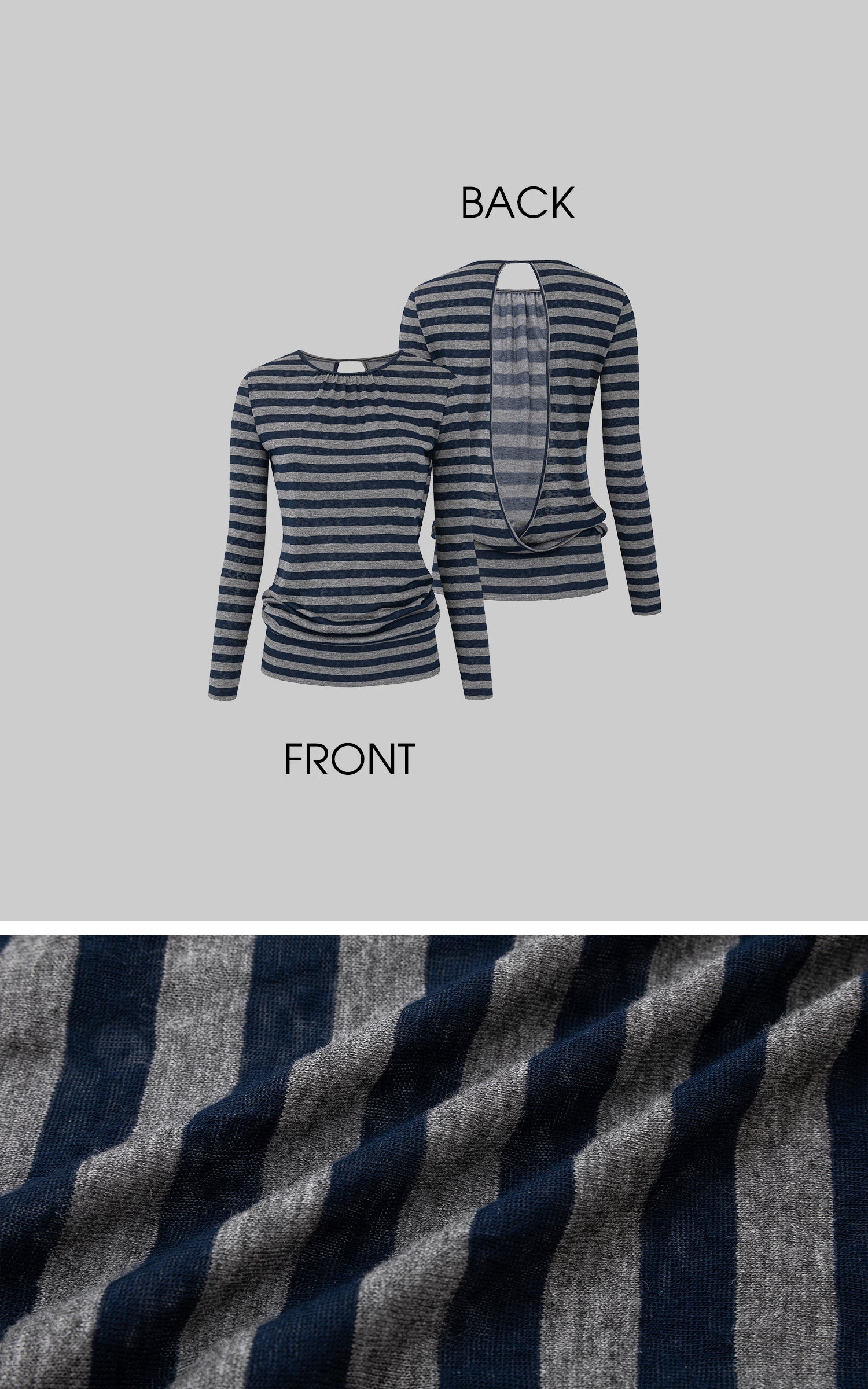IAMXIAA Striped Open Back Long Sleeve Top