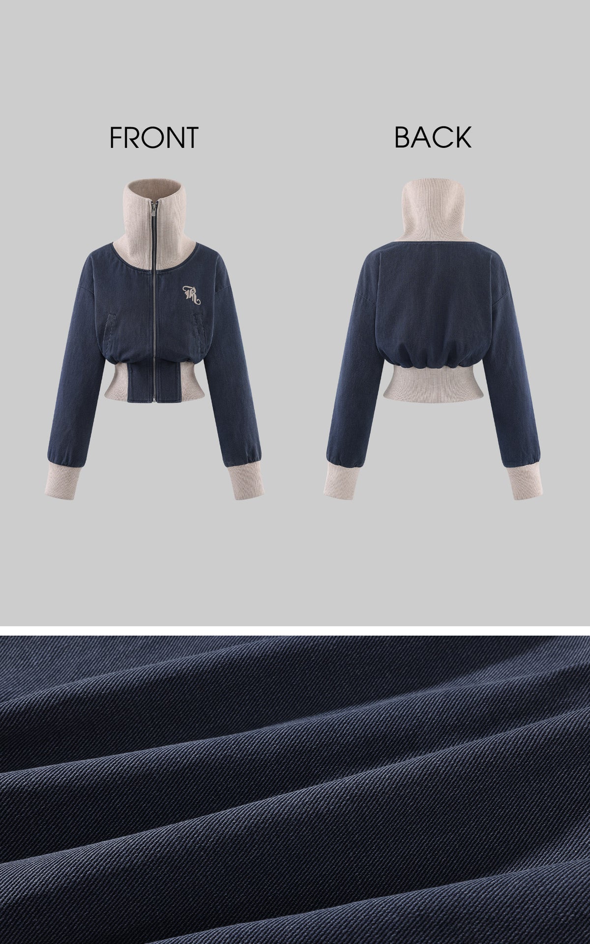 Rase le sol Sculpted High-Neck Corset Denim Jacket