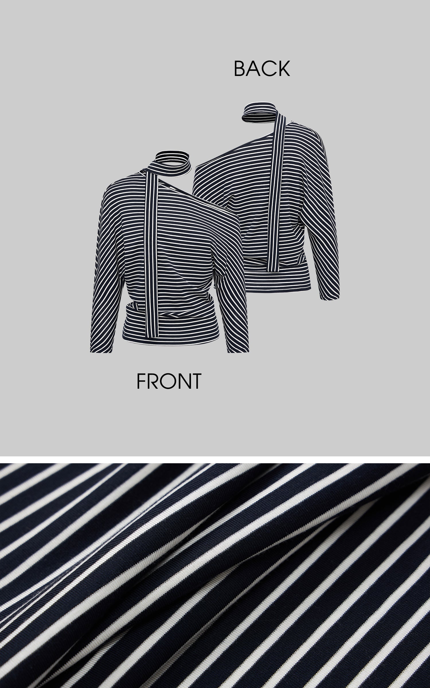IAMXIAA Striped One Shoulder T-Shirt with Scarf Detail