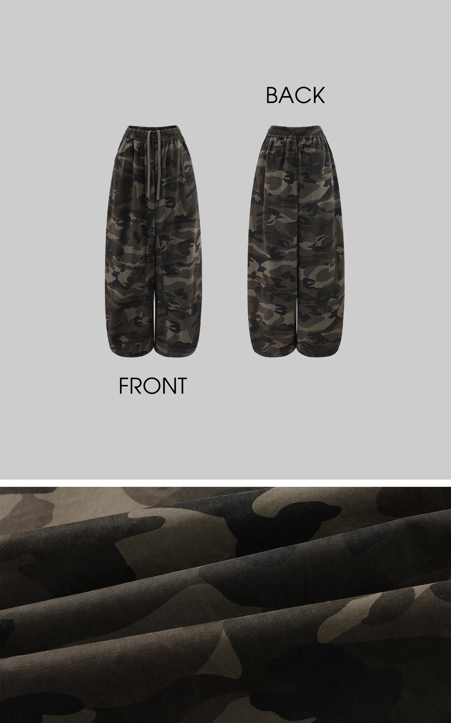 ROVENTE Pantalon camo à jambes larges et cordon de serrage