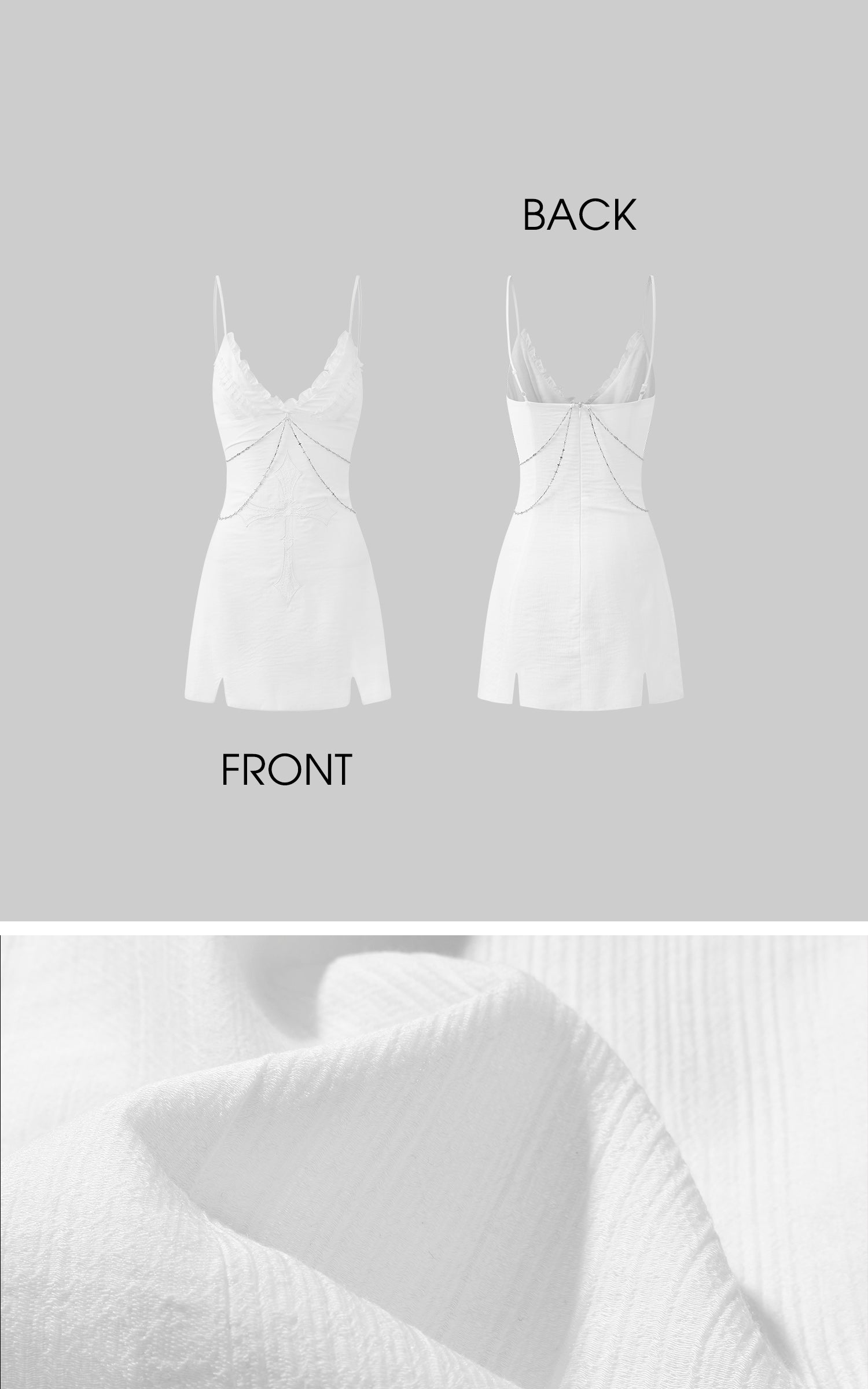 Rase le sol Cross Embroidered Chain-Trim Mini Dress - PINKPARKS