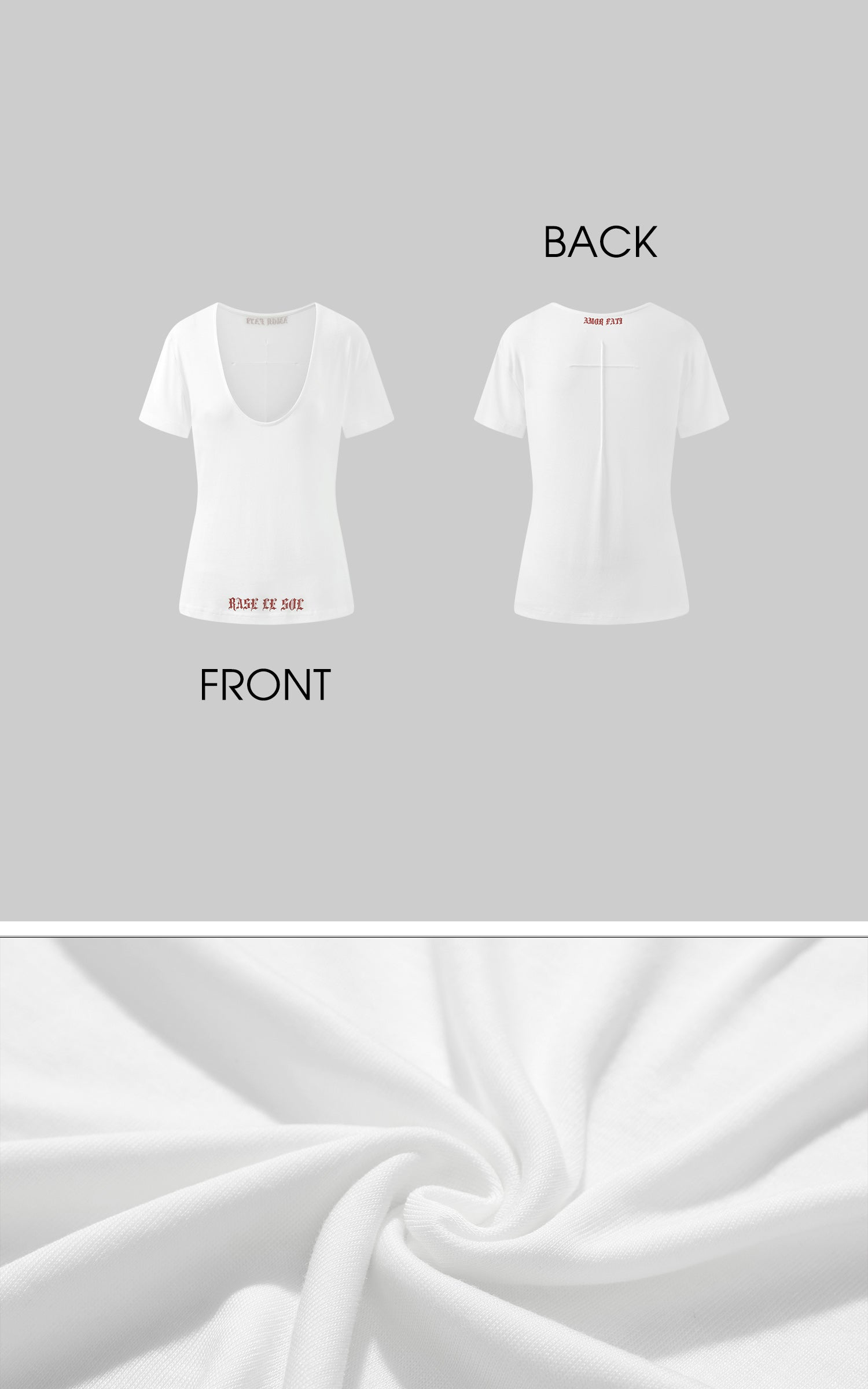 Rase le sol Deep V Cross-Stitch Gothic Letter Tee - PINKPARKS