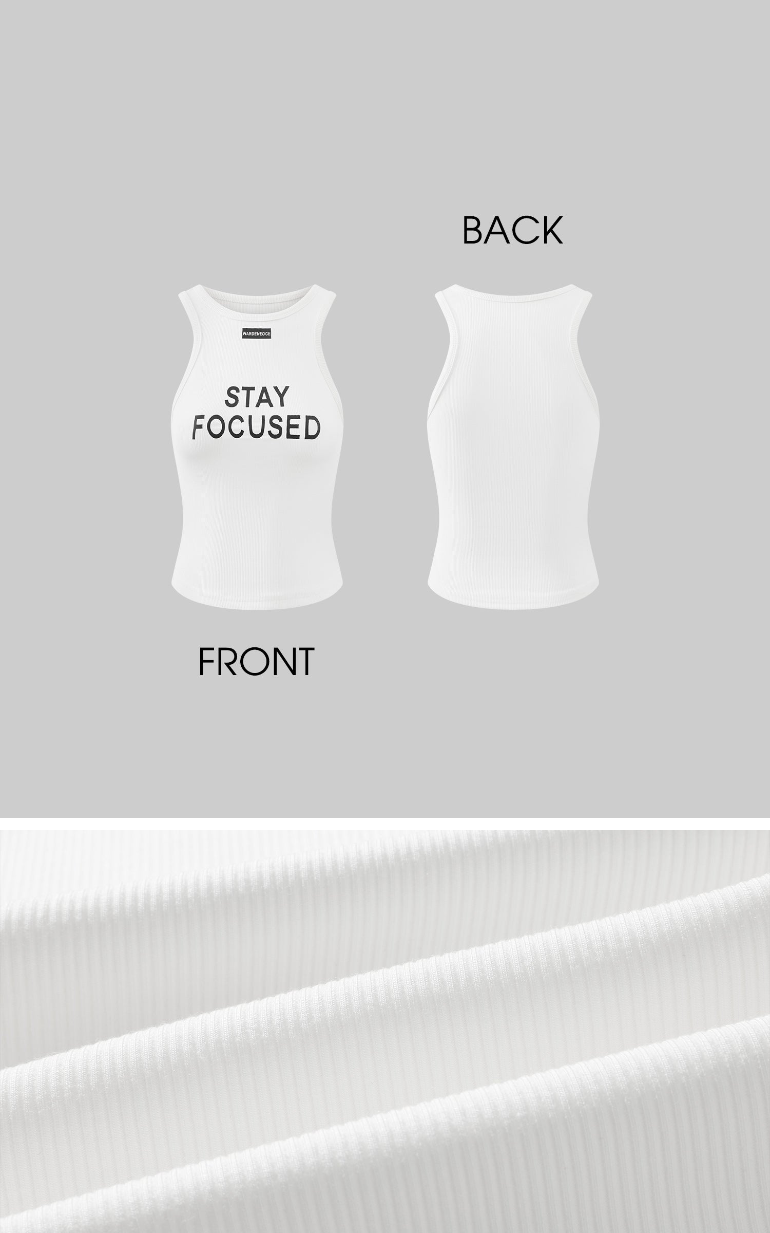 WARDEN EDGE Ribbed Racerback Tank Top with Contrast Lettering - PINKPARKS