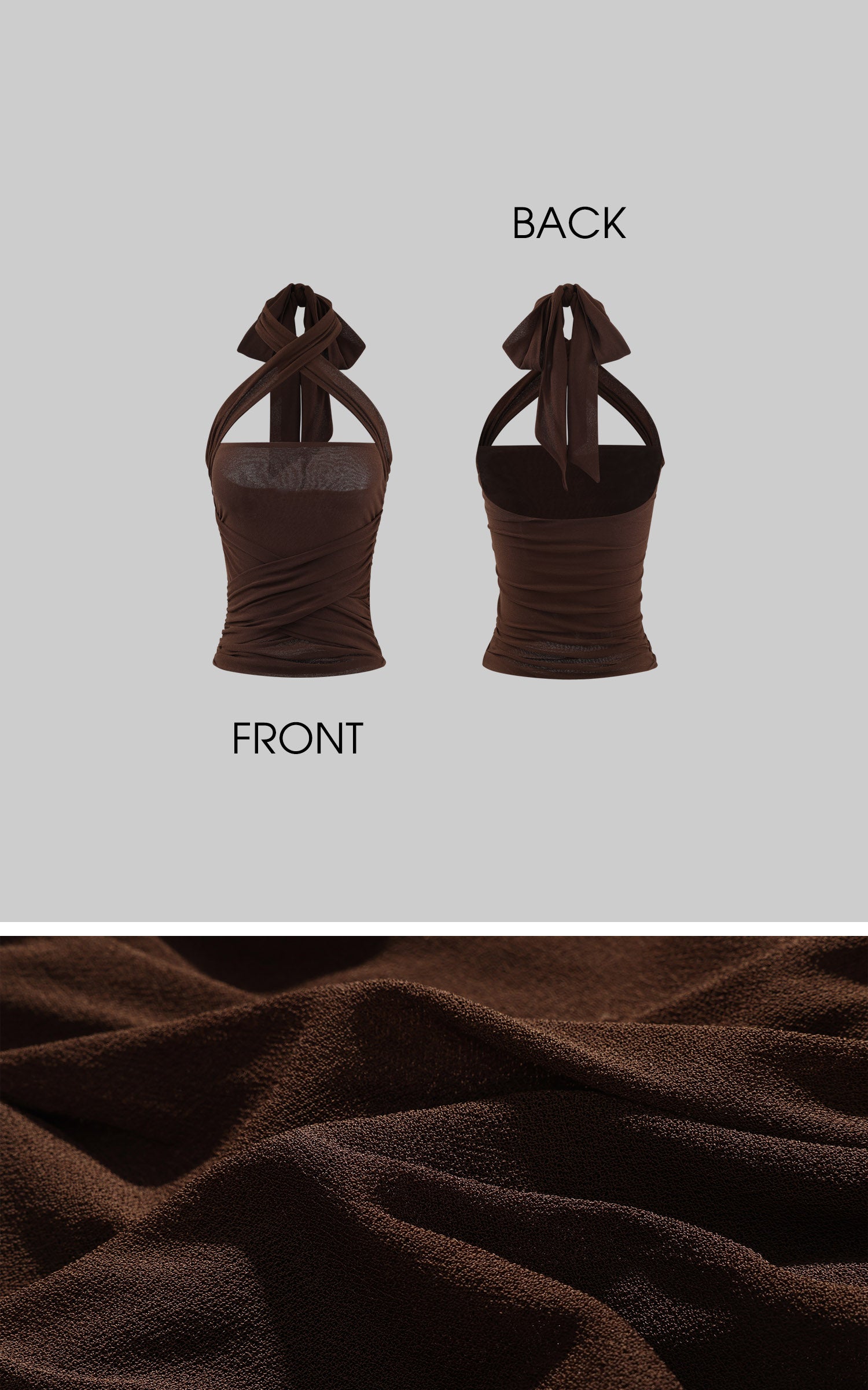 Hydrae Haut sans bretelles froncé à col croisé