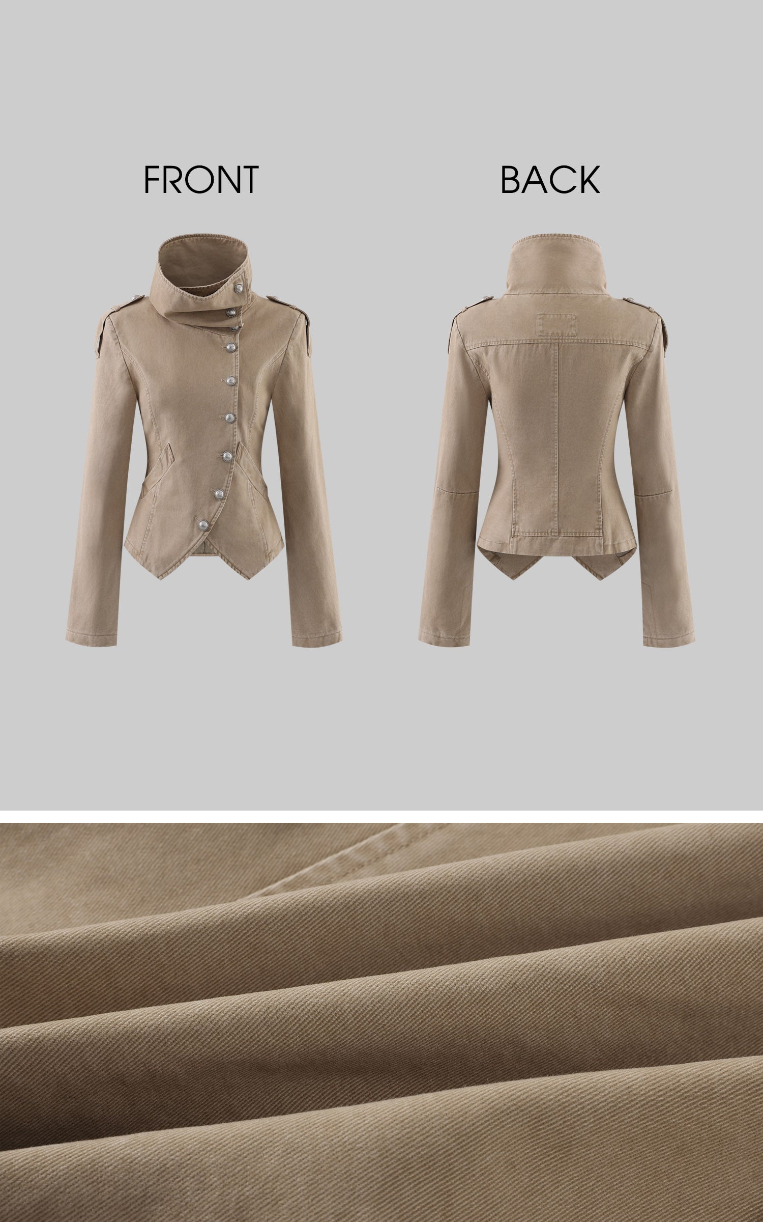 WARDEN EDGE Washed Military High-Neck Tailored Jacket