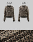 0122stepll Leopard Jacquard Hooded Knit Zip-Up Jacket