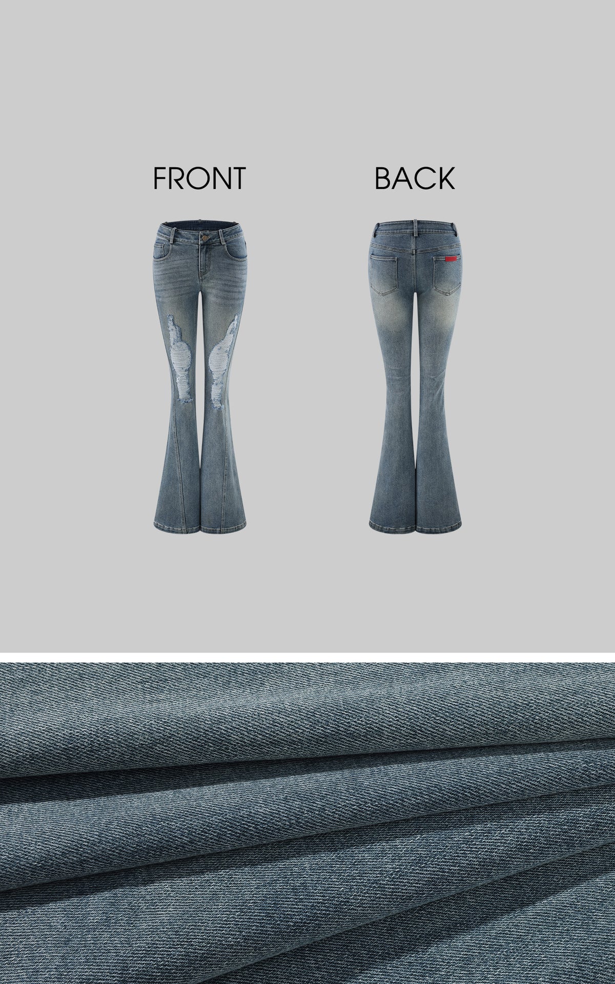Rase le sol Distressed Low-Rise Flared Denim Pants