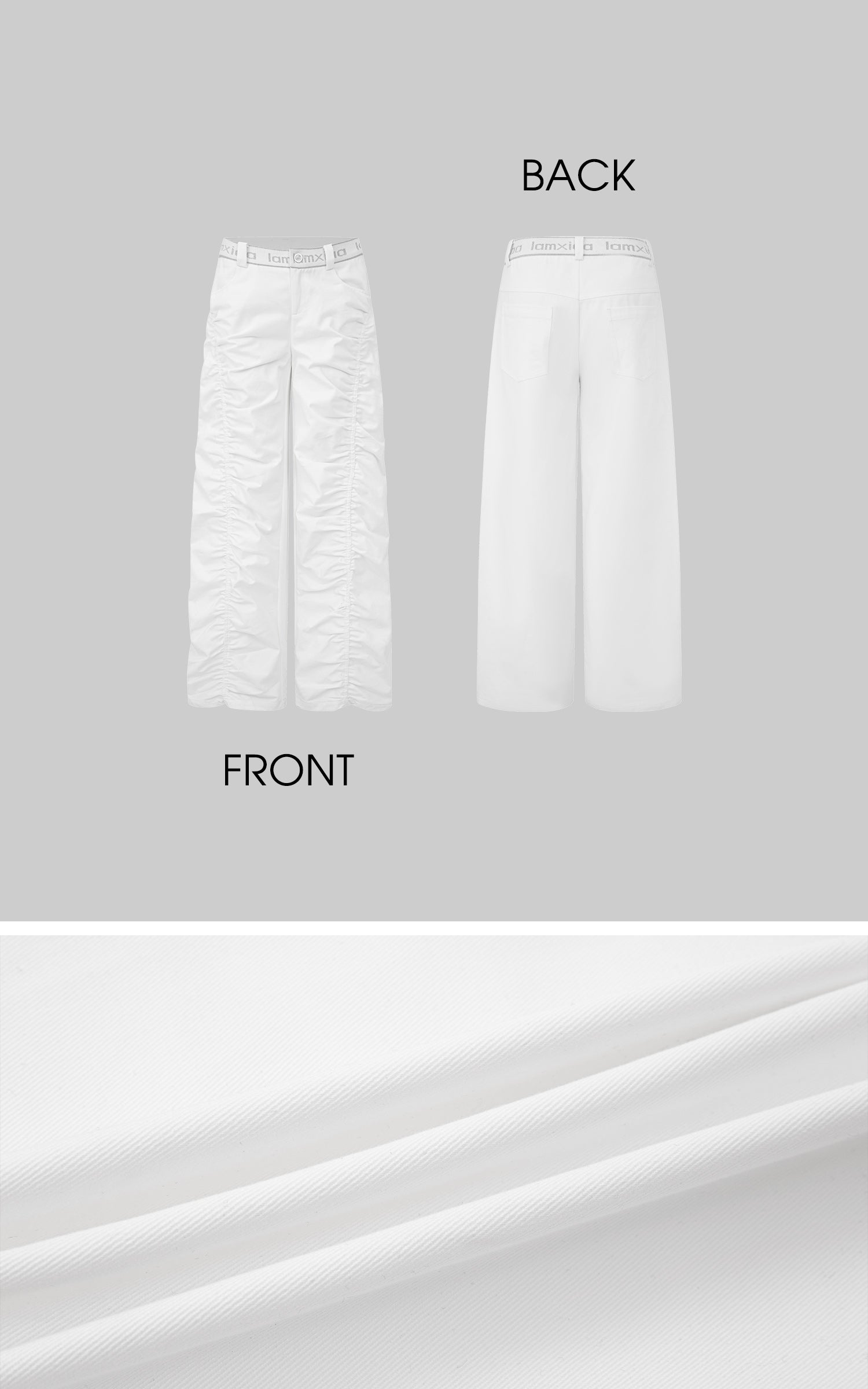IAMXIAA Ruched Wide Leg Pants High Waist Casual Trousers
