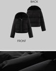 Veste matelassée courte noire avec col en fausse fourrure