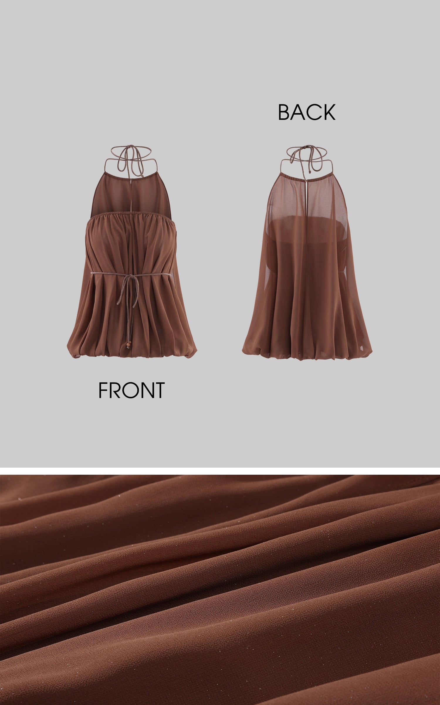 Hydrae Haut en mousseline à ourlet bouffant et col licou transparent