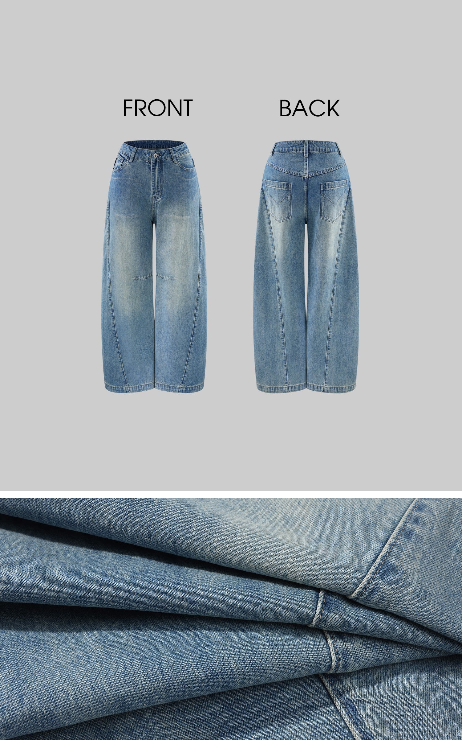 WARDEN EDGE Washed Panel Wide-Leg Denim Pants