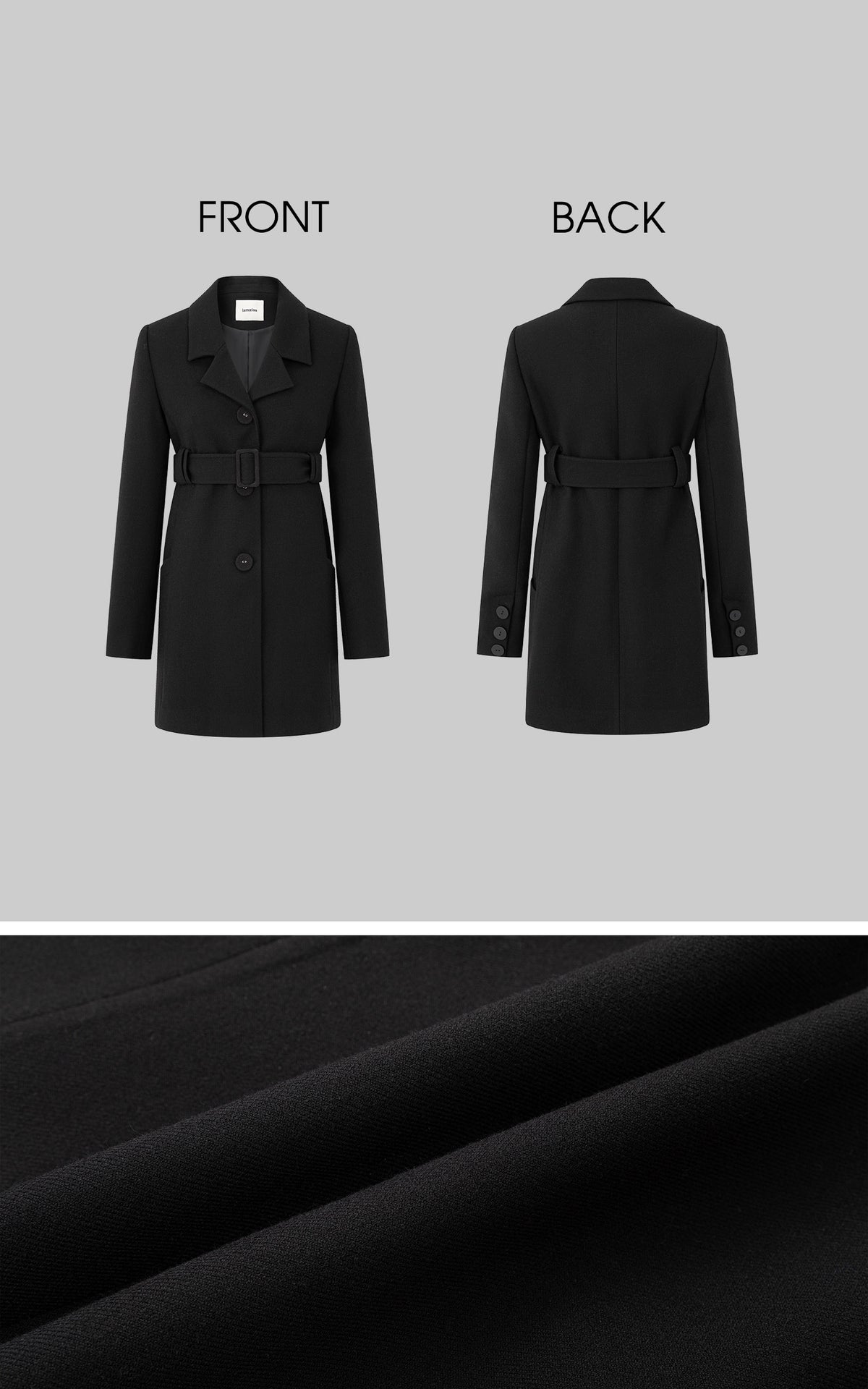 IAMXIAA Structured Waist-Belted Tailored Longline Blazer Coat