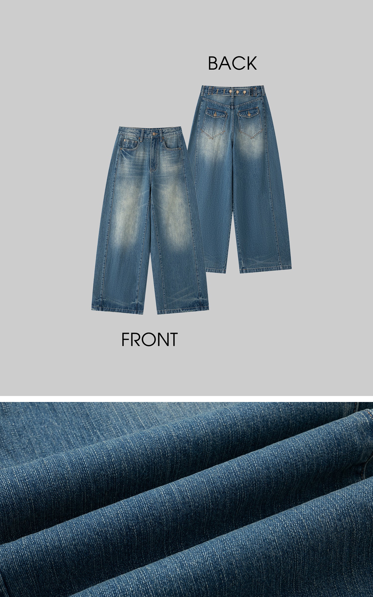 IAMXIAA Vintage Wide-Leg Denim Jeans