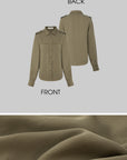 IAMXIAA Studded Utility Shirt – Military Chic Button Down with Epaulette Detail