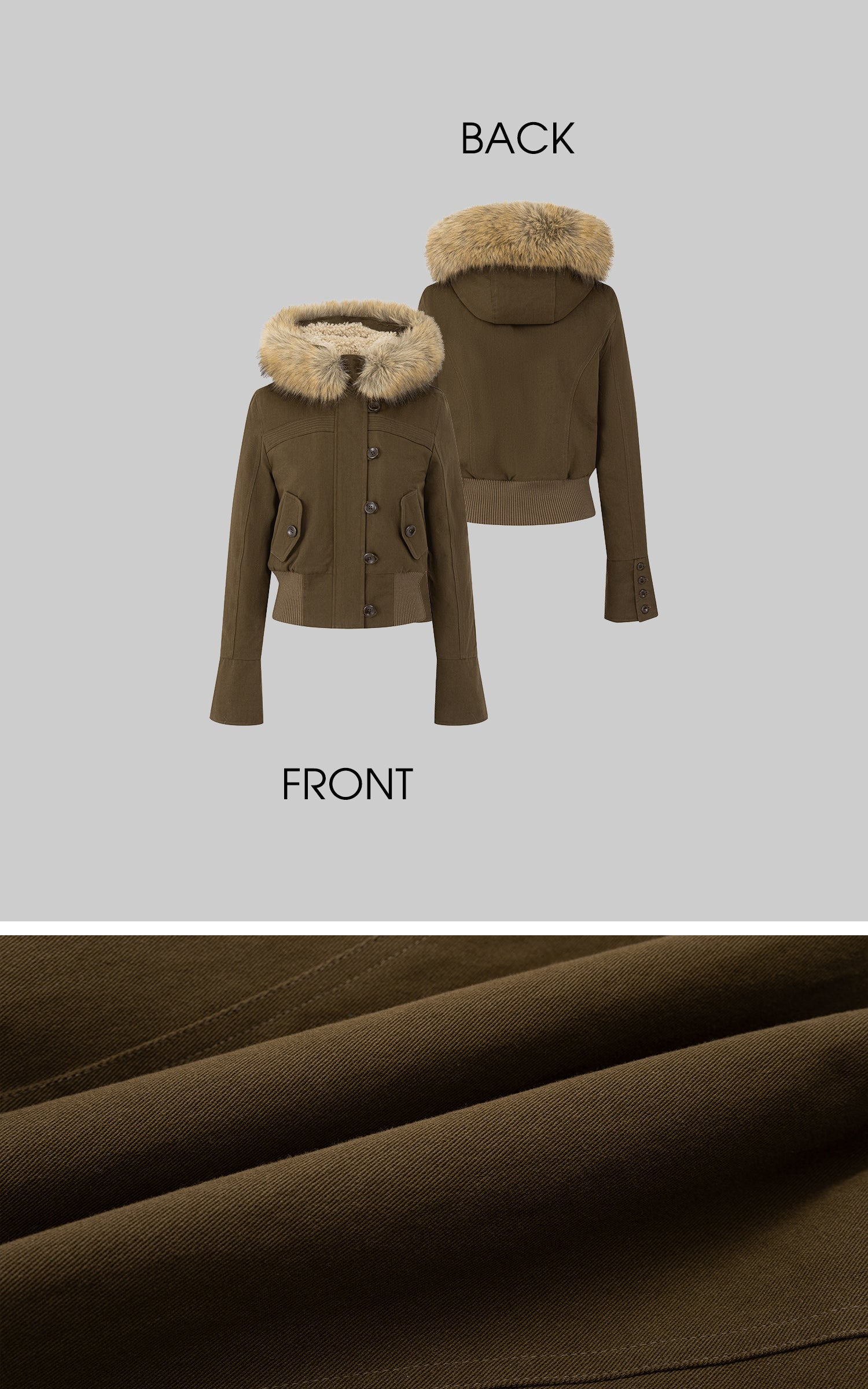 IAMXIAA Faux Fur Hooded Cropped Jacket