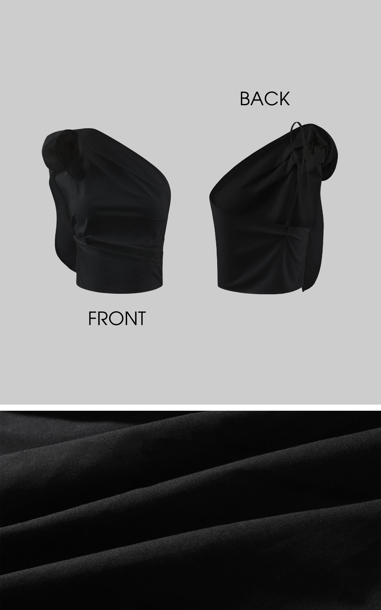 0122stepll Asymmetric One-Shoulder Rosette Crop Top