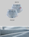 Rase le sol Low-Rise Rolled Hem Embroidered Denim Shorts