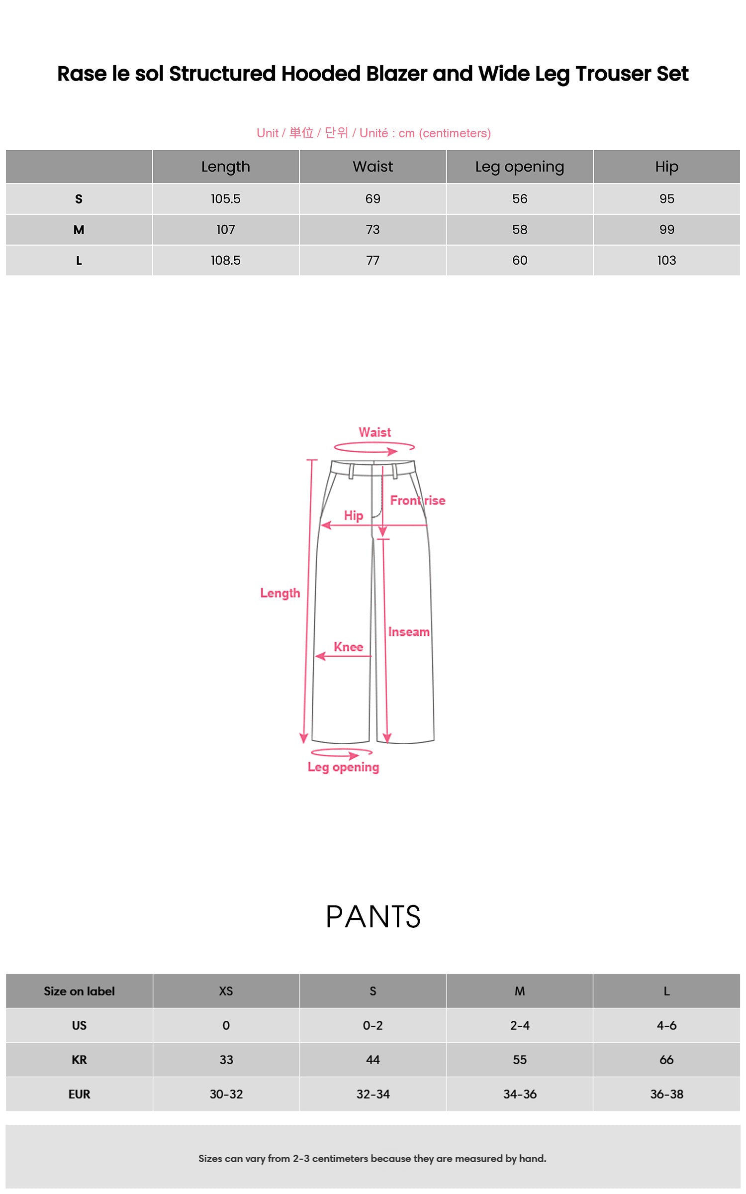 Rase le sol Structured Hooded Blazer and Wide Leg Trouser Set
