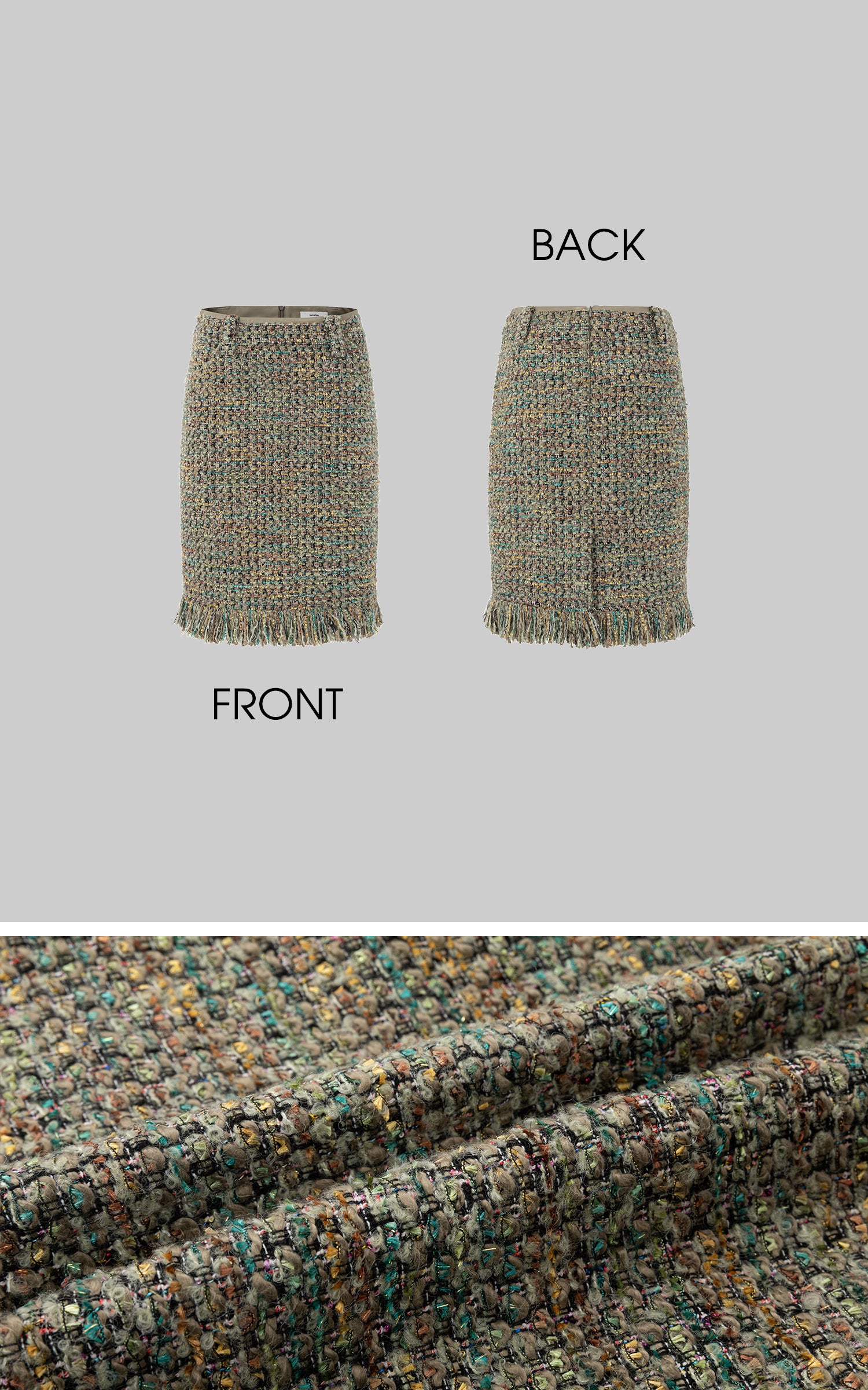 IAMXIAA Textured Tweed Jacket and Skirt Set