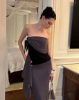 0122stepll Ensemble haut tube drapé asymétrique & jupe longue