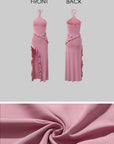 DreamyNerd Ruffle Cutout Halter Maxi Dress - PINKPARKS
