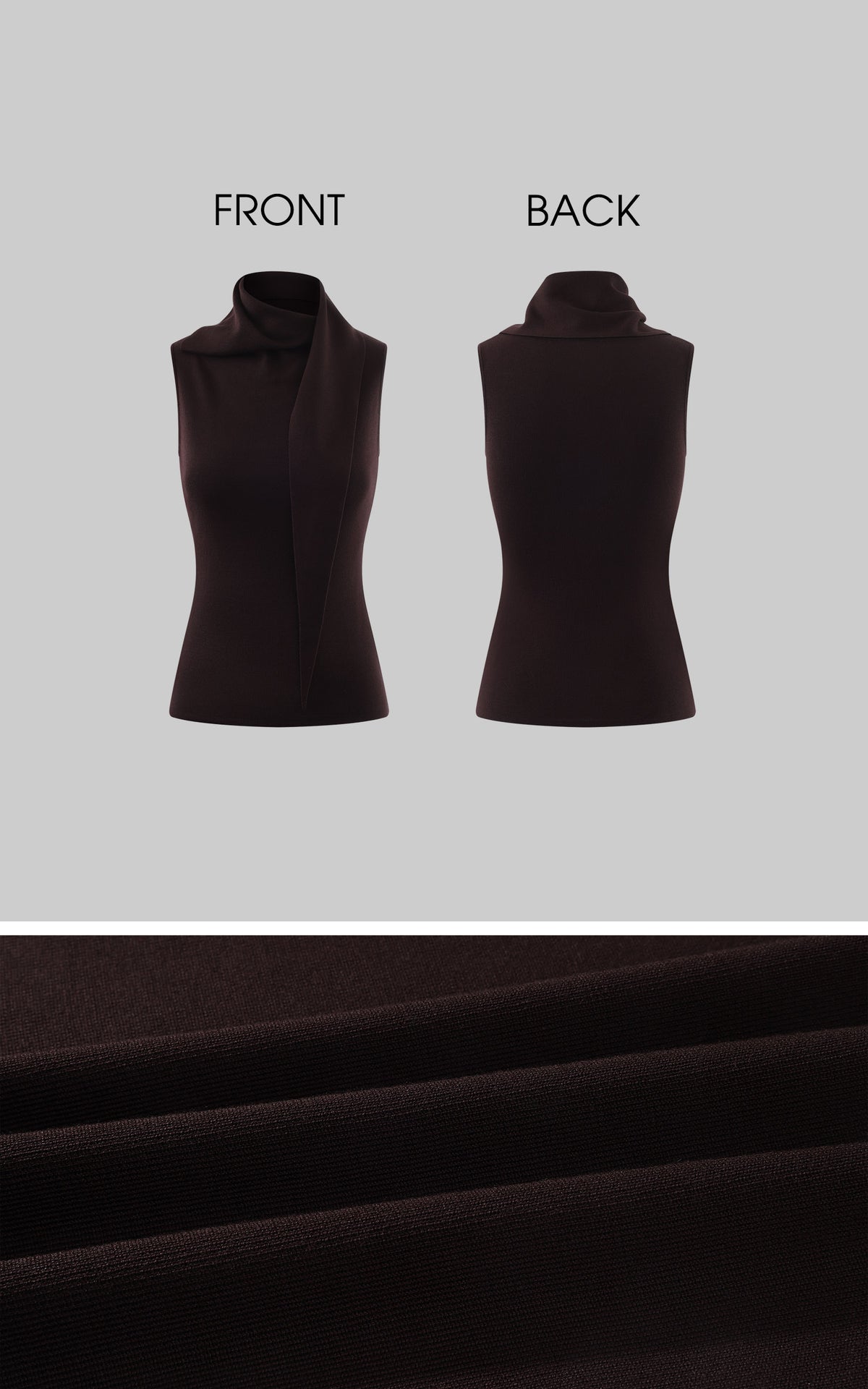Hydrae Sculpted Drape High-Neck Scarf Detail Sleeveless Top