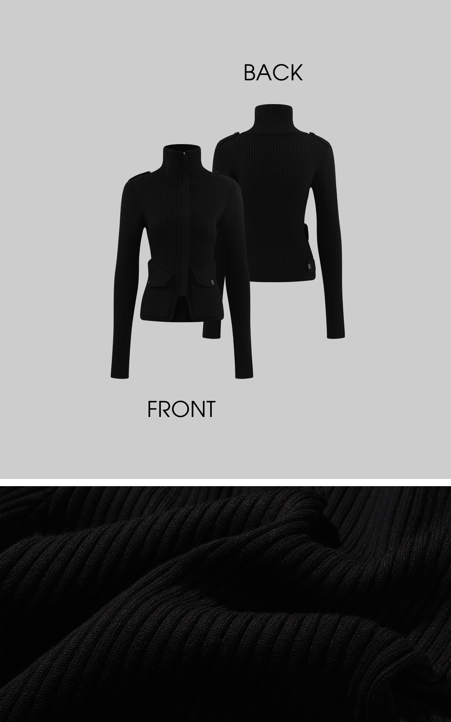 WARDEN EDGE 골지 하이넥 지퍼 니트 탑