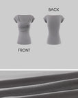 0122stepll Draped Ruched Slim Fit Top