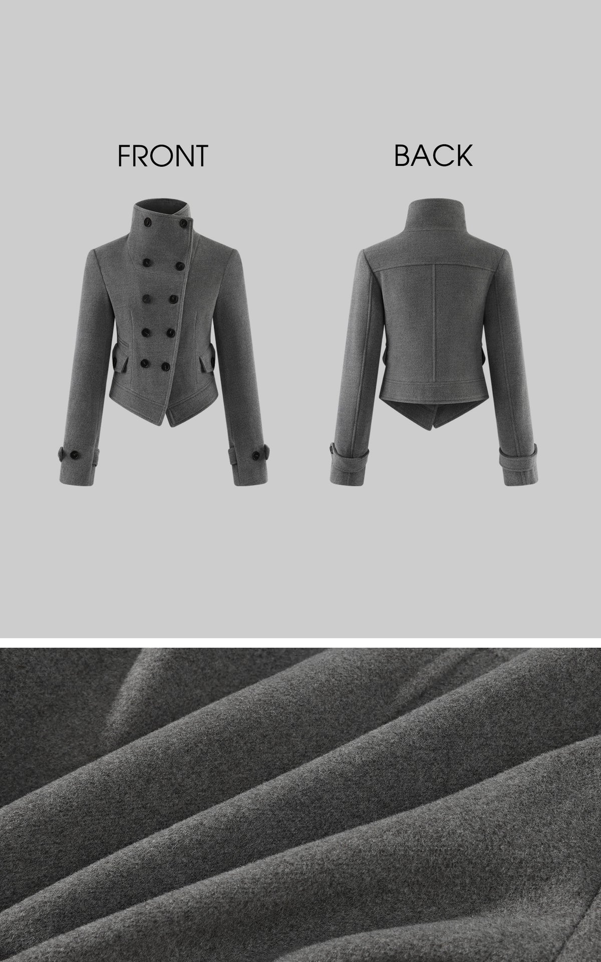 WARDEN EDGE Sculpted High-Collar Double-Breasted Cropped Jacket