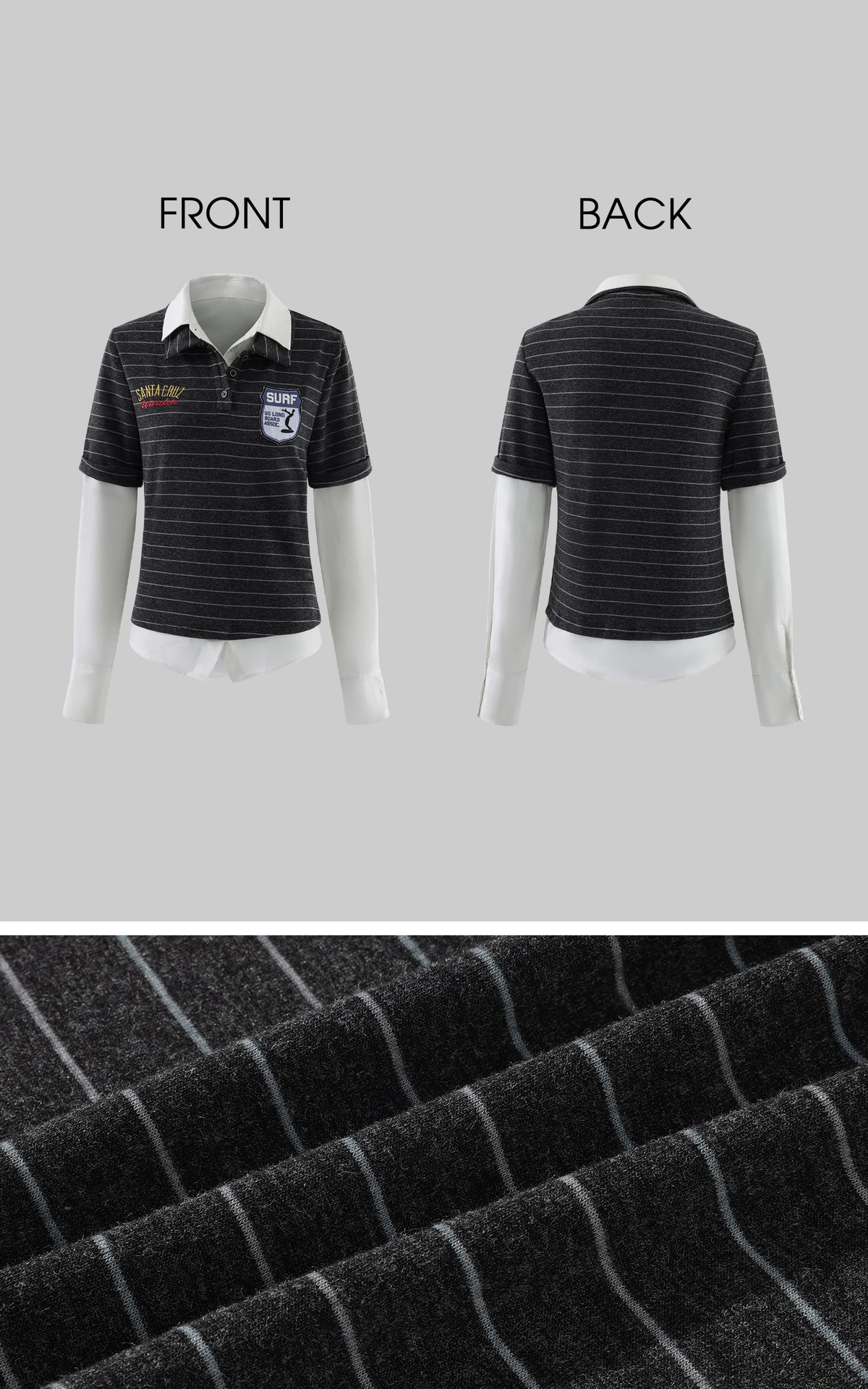 WARDEN EDGE Layered Striped Polo Shirt