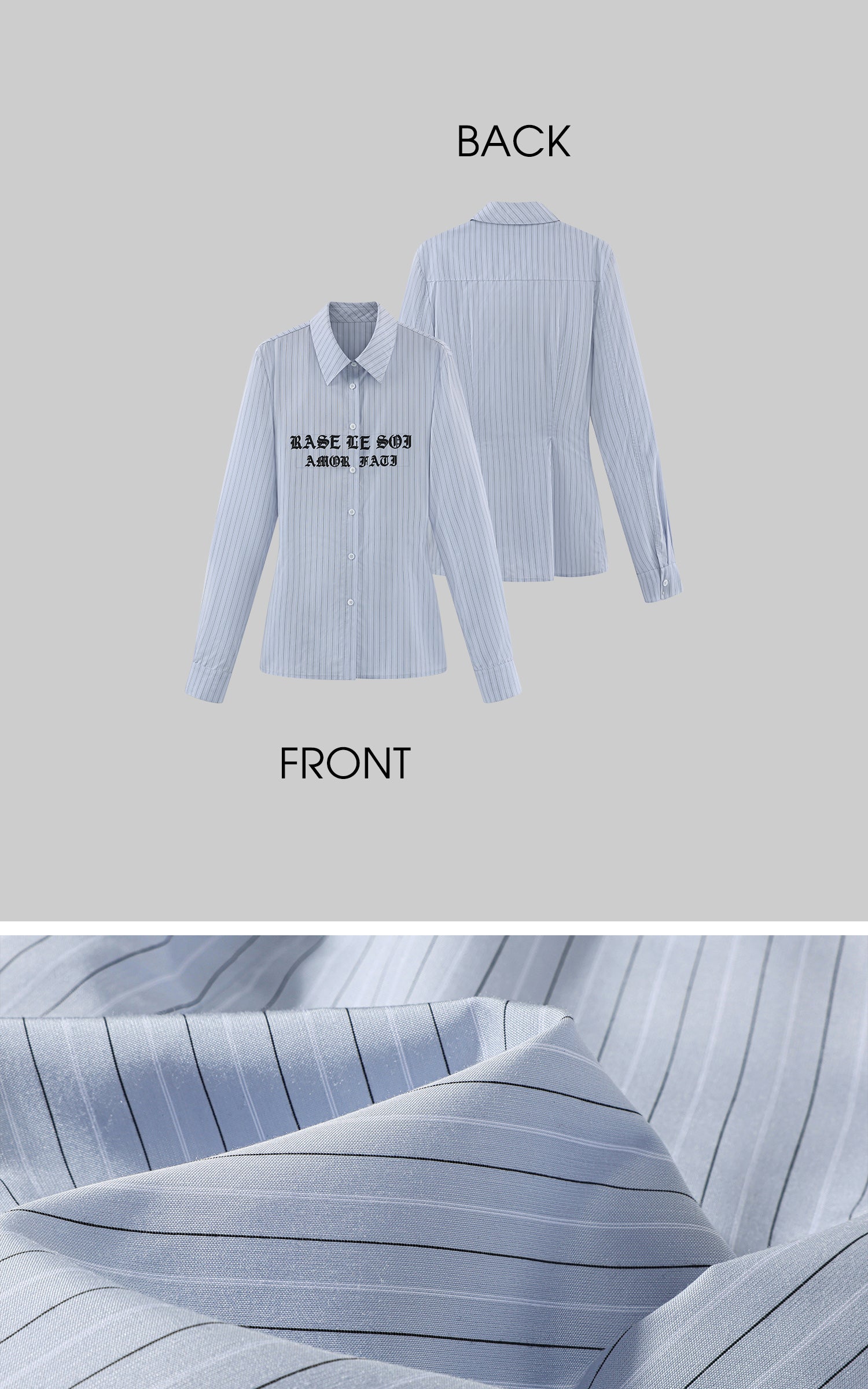 Rase le sol 슬림핏 핀스트라이프 긴팔 셔츠