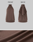 IAMXIAA Open-Back Halter Neck Draped Sleeveless Top