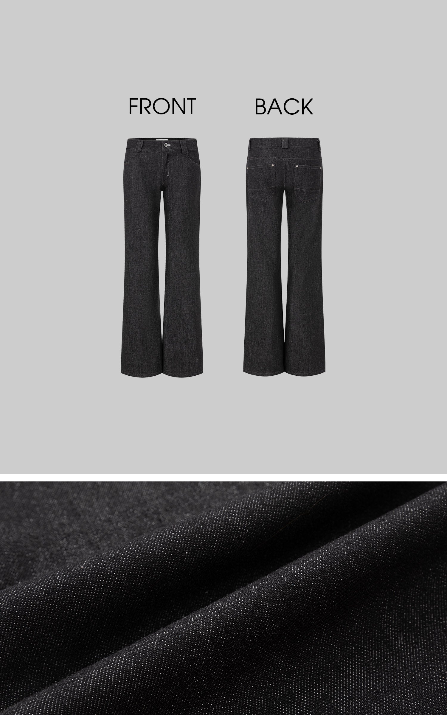 IAMXIAA Low-Rise Dark Wash Flared Denim Jeans with Clean Seam Wide Leg Fit