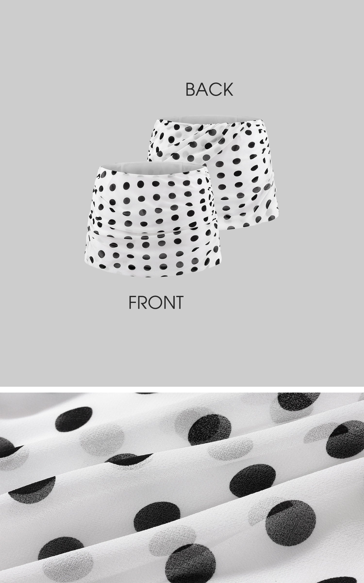 Hydrae Polka Dot Ruched Mini Skirt High Rise Bodycon Fitted Micro Skirt