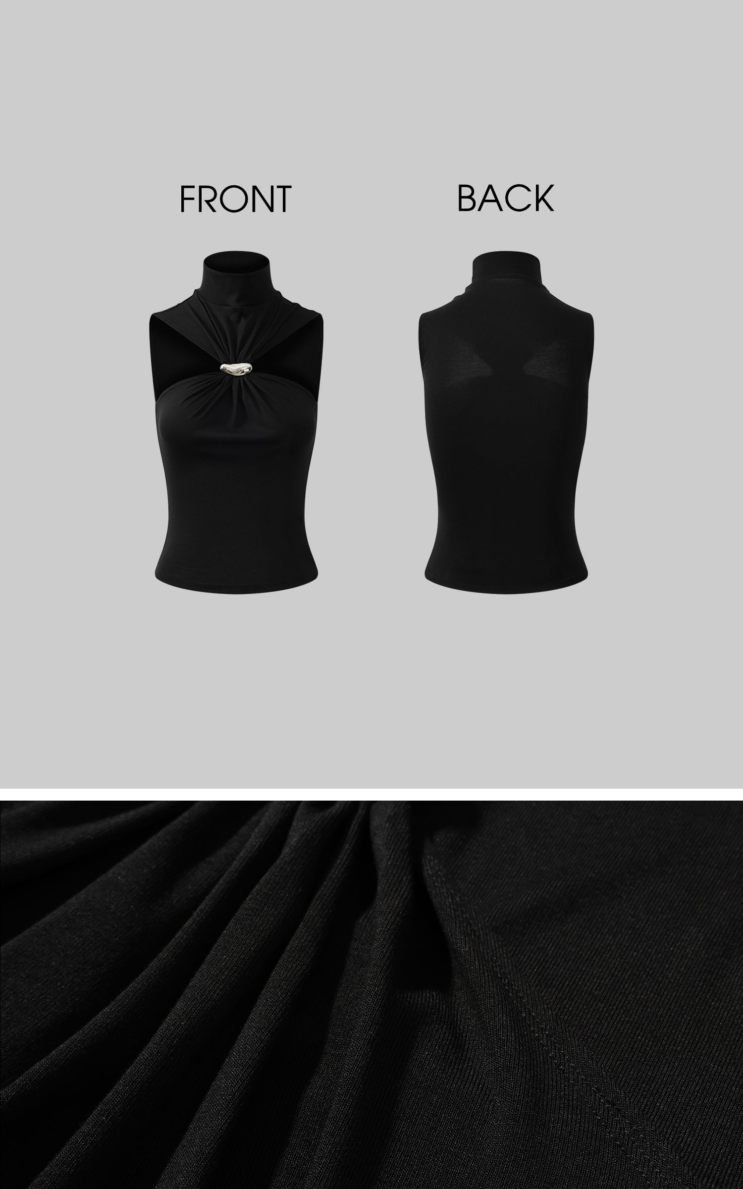 ROVENTE Black Halterneck Top with Metal Clasp - PINKPARKS