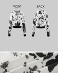 WARDEN EDGE Abstract Ink Cropped Zip Hoodie