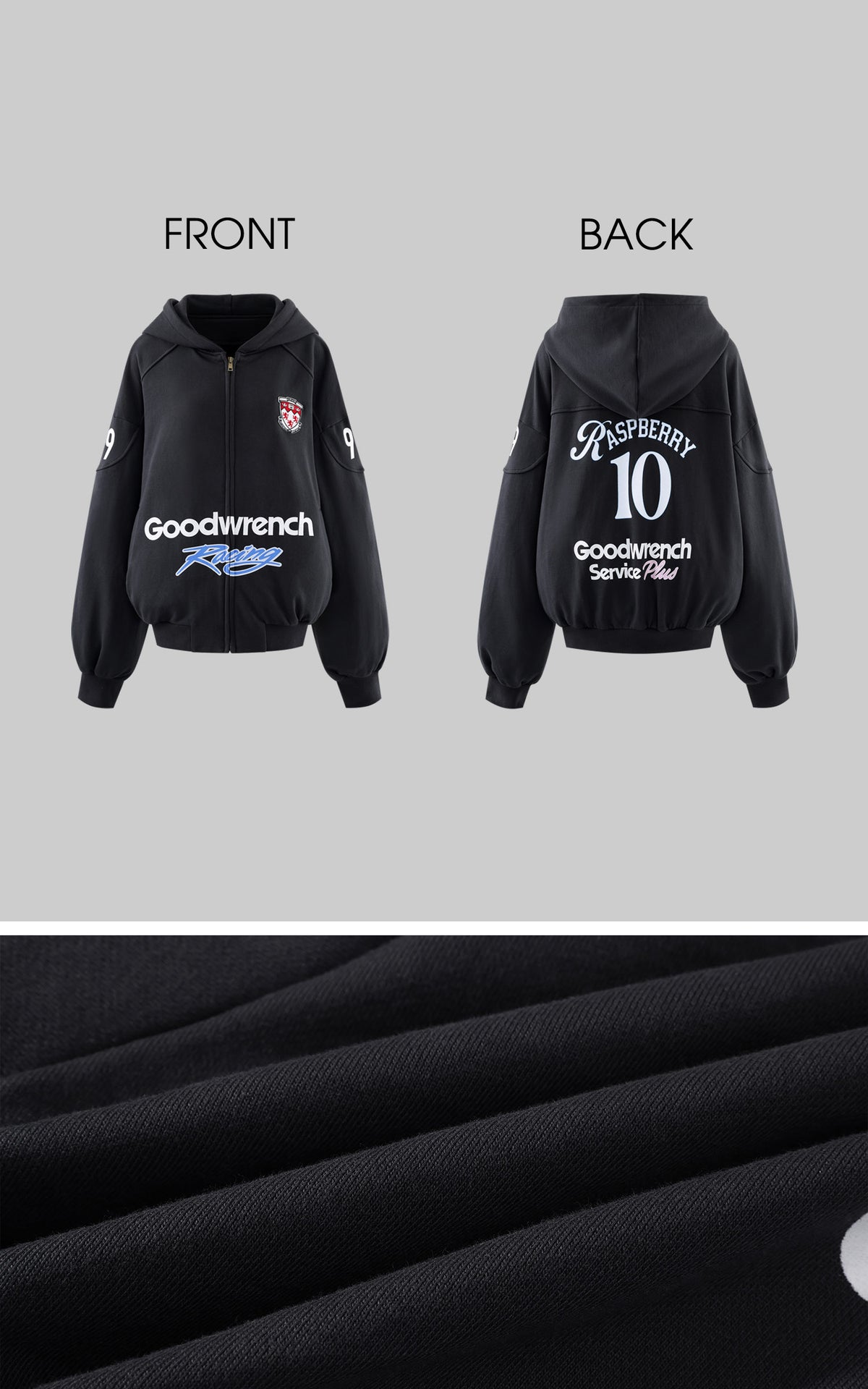 WARDEN EDGE Goodwrench Racing Oversized Graphic Zip Hoodie &amp; Relaxed Shorts Set