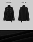 Hydrae Military Inspired Wool Cape Coat With Double Breasted Button Detailing