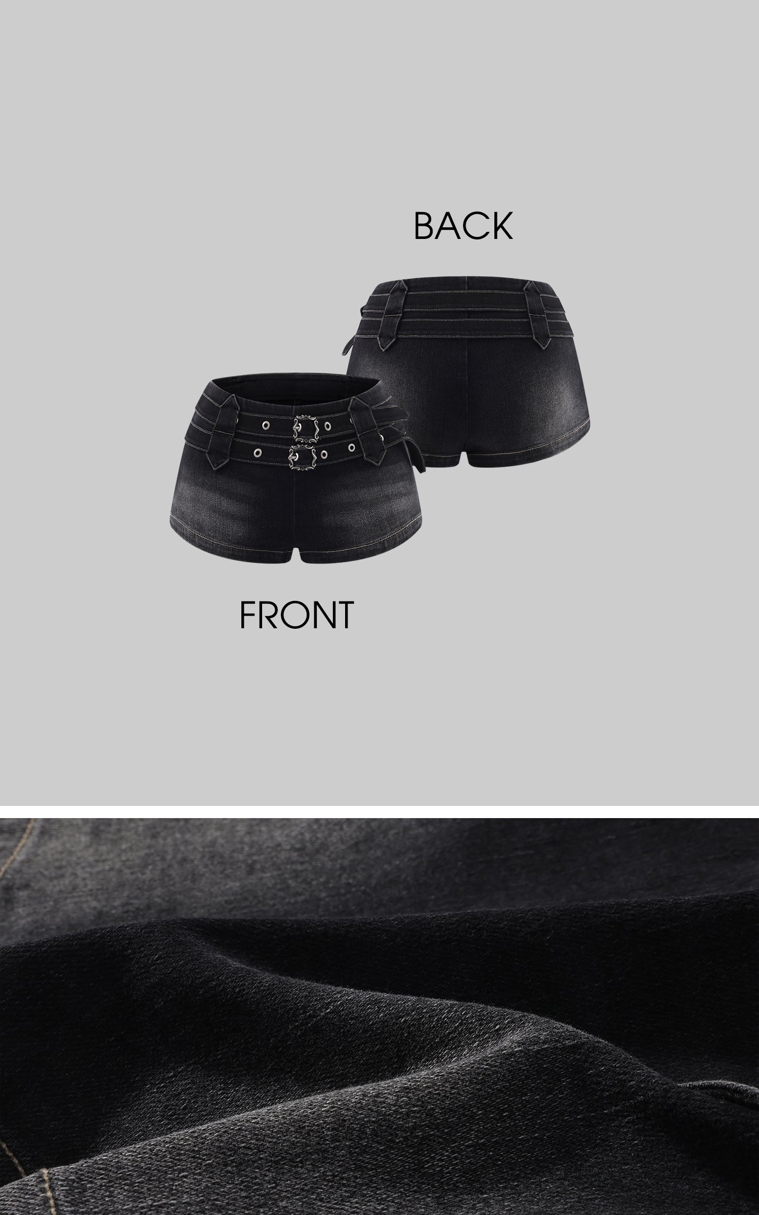 Rase le sol Double-Belt Low-Rise Denim Shorts