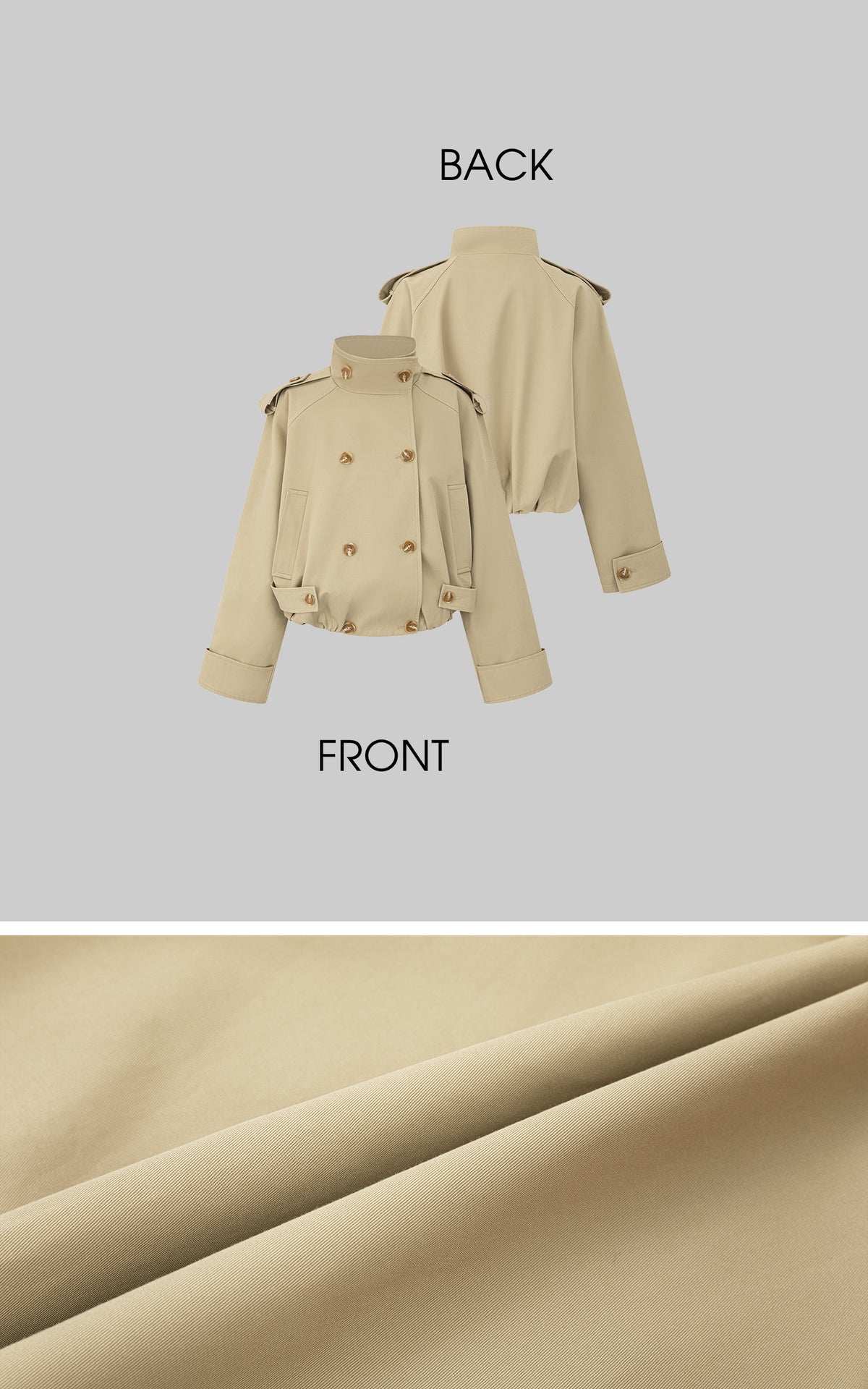 IAMXIAA High-Neck Cropped Balloon Trench Jacke