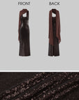 ROVENTE Robe longue à sequins avec écharpe drapée