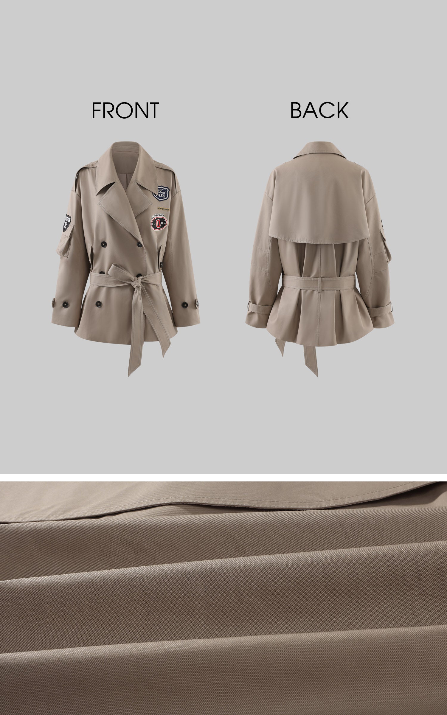 WARDEN EDGE Manteau trench ceinturé à écusson universitaire