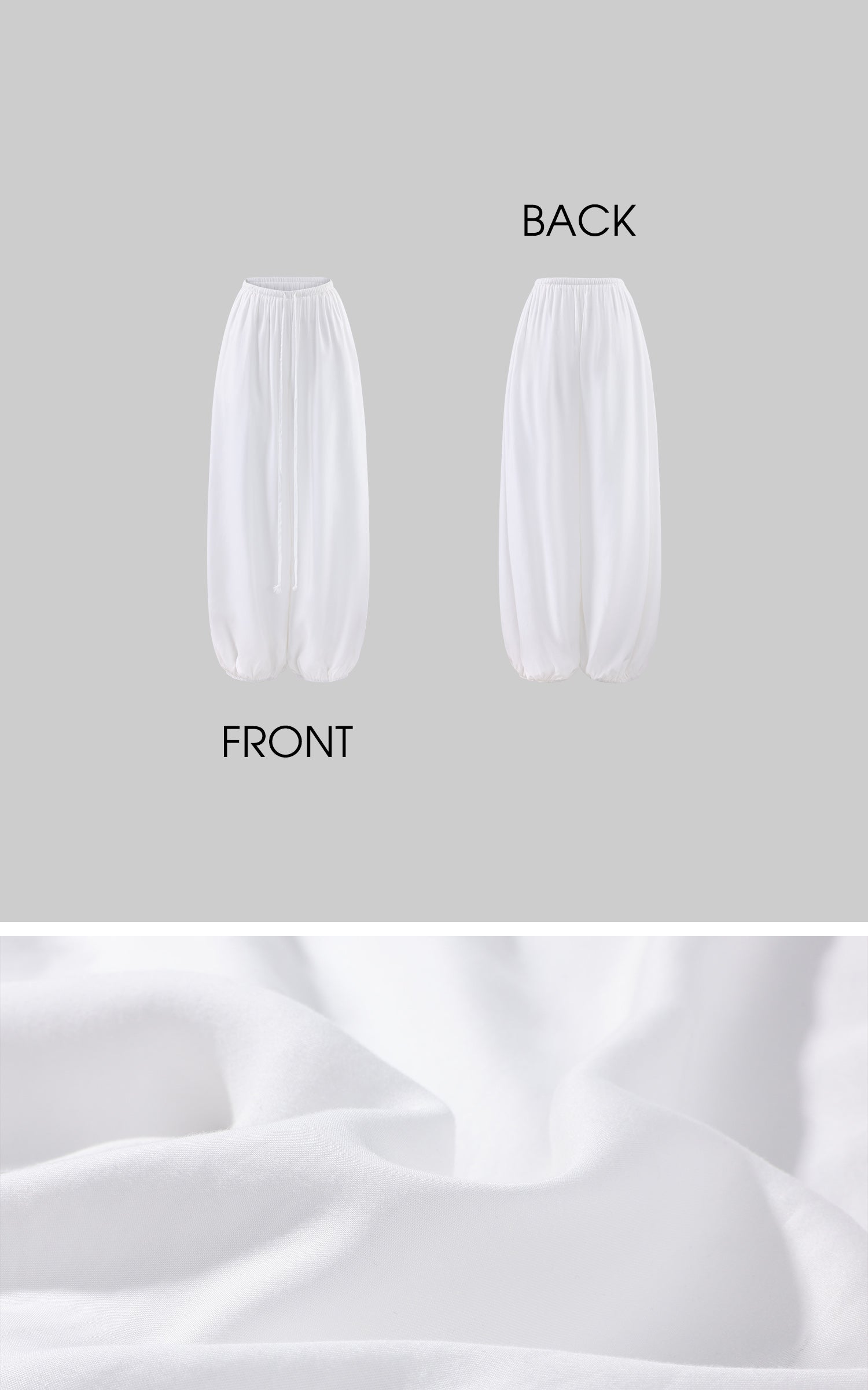 Rase le sol White Draped Wide-Leg Drawstring Pants